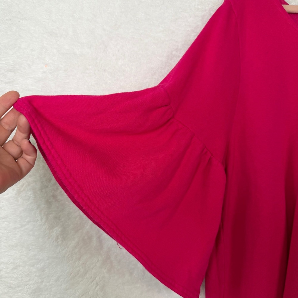Bryn Walker Tunic Women OS Pink Bell Sleeve Bamboo Organic Cotton Ruffle Top - Picture 5 of 8